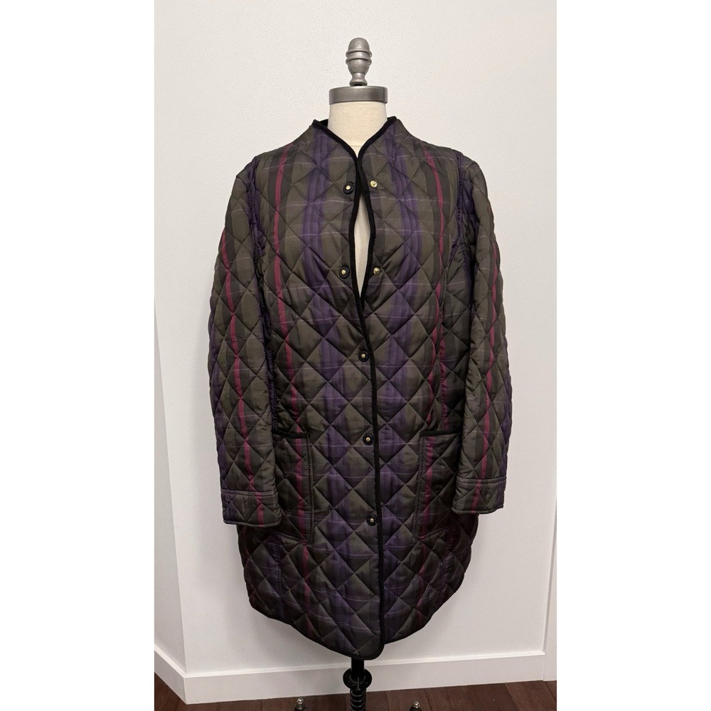 Women's Lauren Ralph Lauren Khaki Diamond Quilted Tartan Jacket 2X